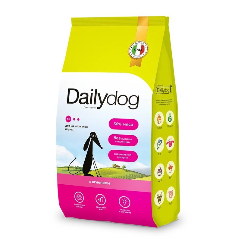 Dailydog сухой корм щенков всех пород, с ЯГНЕНКОМ - 3 кг