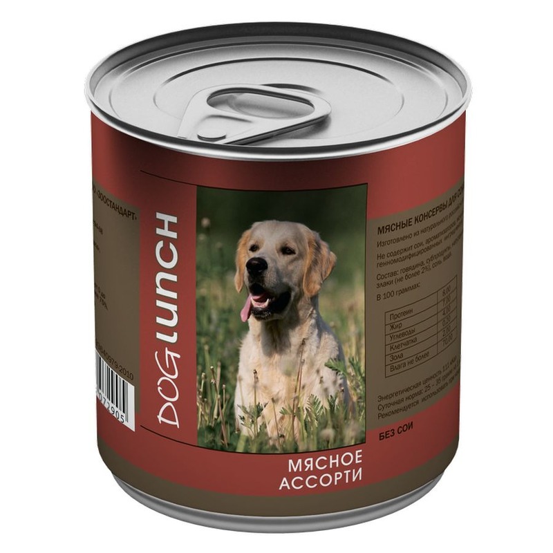 Dog Lunch влажный корм для собак мясное ассорти в желе, в консервах - 750 г