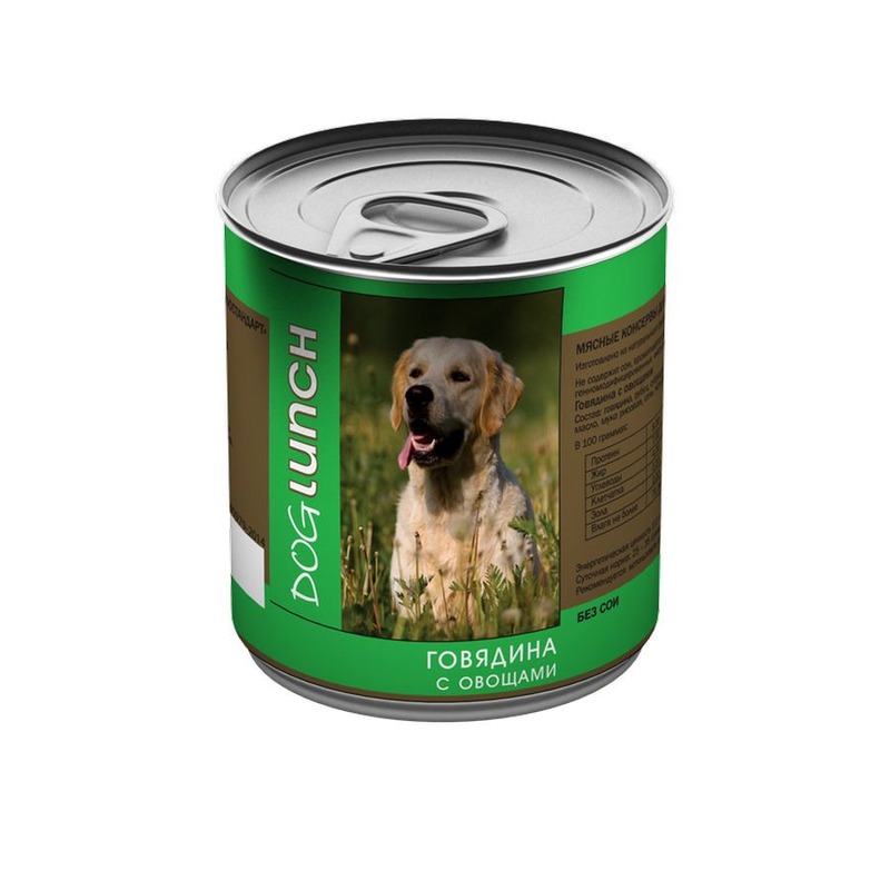 Dog Lunch влажный корм для собак с ГОВЯДИНОЙ с овощами, в консервах - 750 г