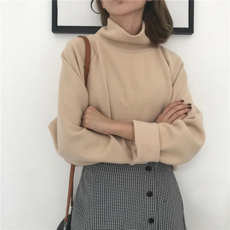 2020 women's sweater Turtleneck Knitted Jumpers for Women Sweater Casual Loose Long Sleeve Crocheted Pullovers Streetwear | Женская