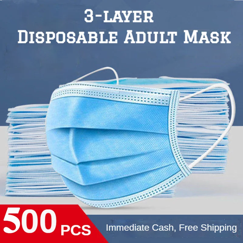 10-500PCS Aldult Mask Disposable Nonwove 3 Layer Ply Mascarillas Quirurgicas Homologadas Filter Breathable Protective Masks | Красота и