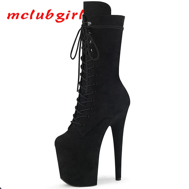Короткие замшевые ботинки Mclubgirl на платформе 20 см сексуальная модель для ночного