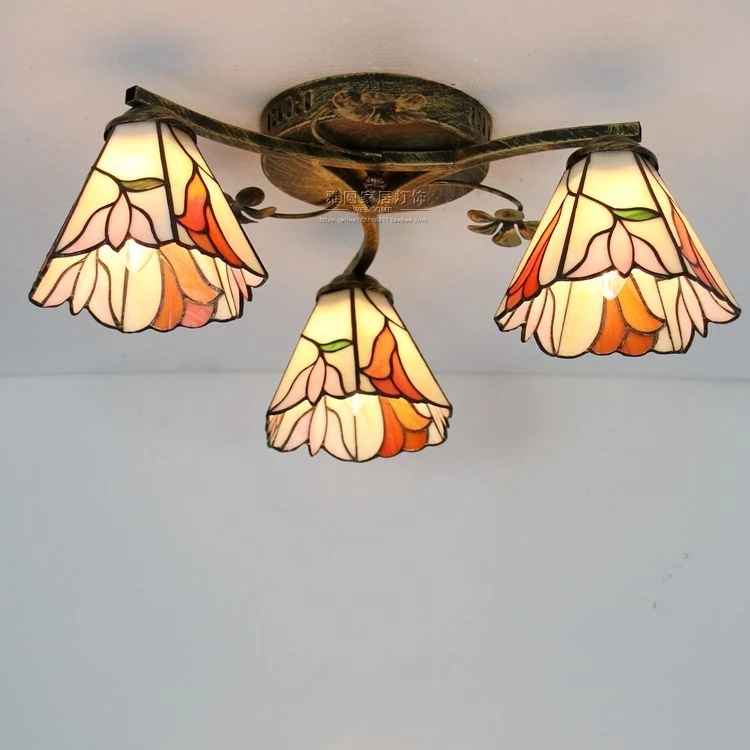 Vintage Retro Mediterranean Ceiling Lamps AC110V-220V Stained Glass Aisle Hotel Restuarant LED Balcony Lamp Lighting | Лампы и