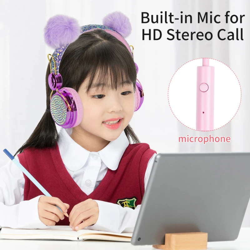 Cute Kids Wired Headphone With Microphone Girls 3.5mm Music Stereo Earphone Computer Mobile Phone Gamer Cat Headphones Girl Gift |