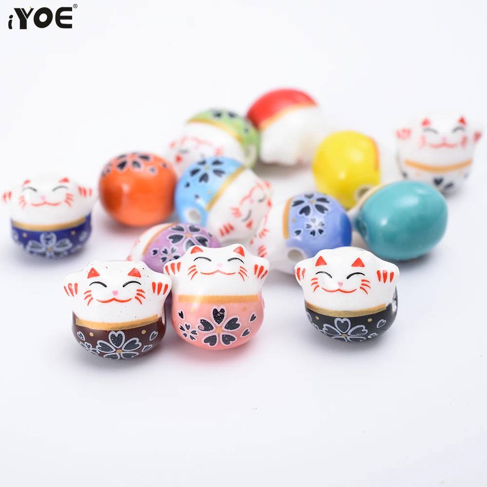 Керамические бусины Lucky Cat 14 мм 10/20/30 шт