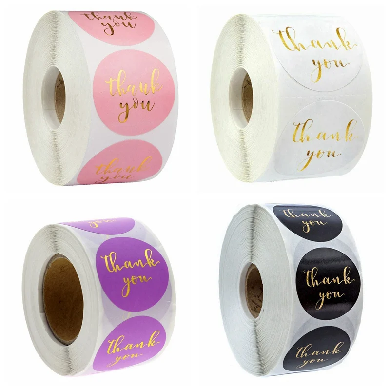 Pink label paper 500pcs 1inch Thank You Sticker Seal Labels Christmas Gift Decoration for Package Stationery |