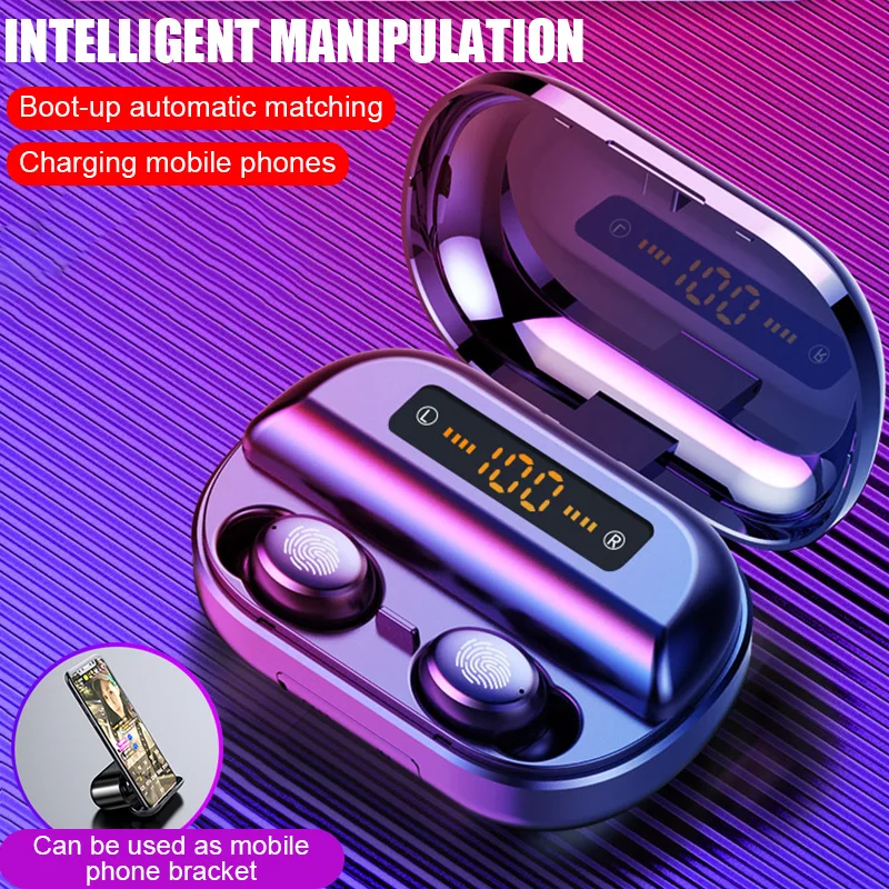 V11 TWS Bluetooth наушники 4000 мАч светодиодный дисплей беспроводной V5.0 9D стерео