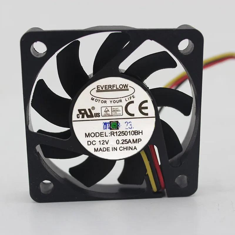 Бесплатная доставка Для EVERFLOW R125010BH DC 12V 0.25A 3-проводной 3-контактный разъем 60 мм