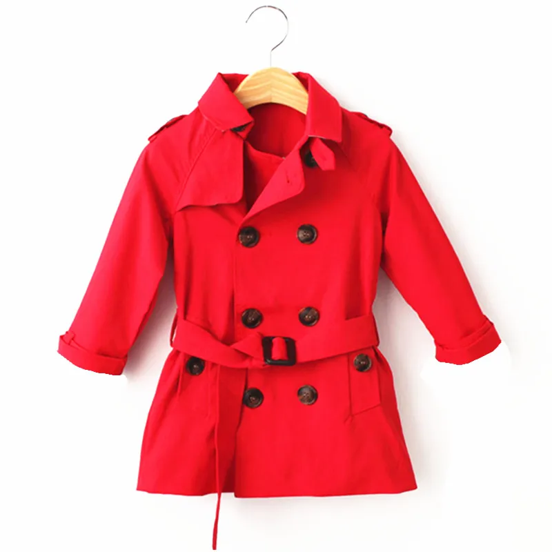 Baby Girls Boys Windbreaker Kids Trench Coat Windproof Jacket British Double Breasted Button Belt Winter Outwear Girl Clothes 30 | Мать и