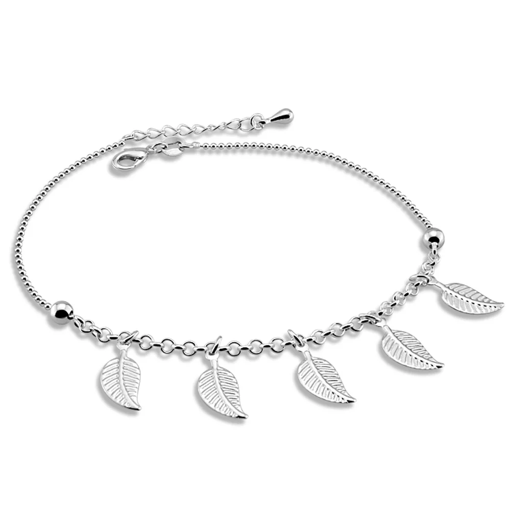 Simple Heart Female leaf Pendant Anklets Barefoot Sandals Foot Jewelry Leg New On Ankle Bracelets For Women | Украшения и
