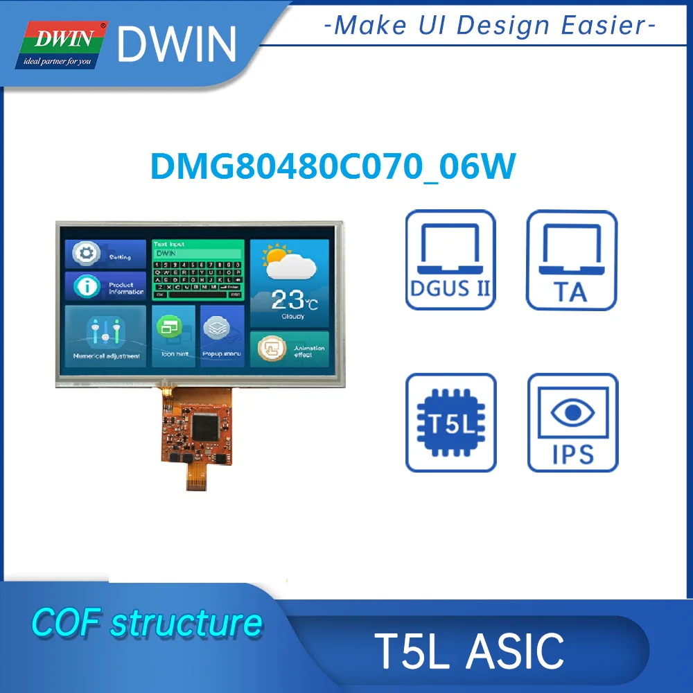 Лидер продаж DWIN T5L ASIC 7 0 дюймов 800*480 HMI коммерческого класса 16 М цвета TN резистивный
