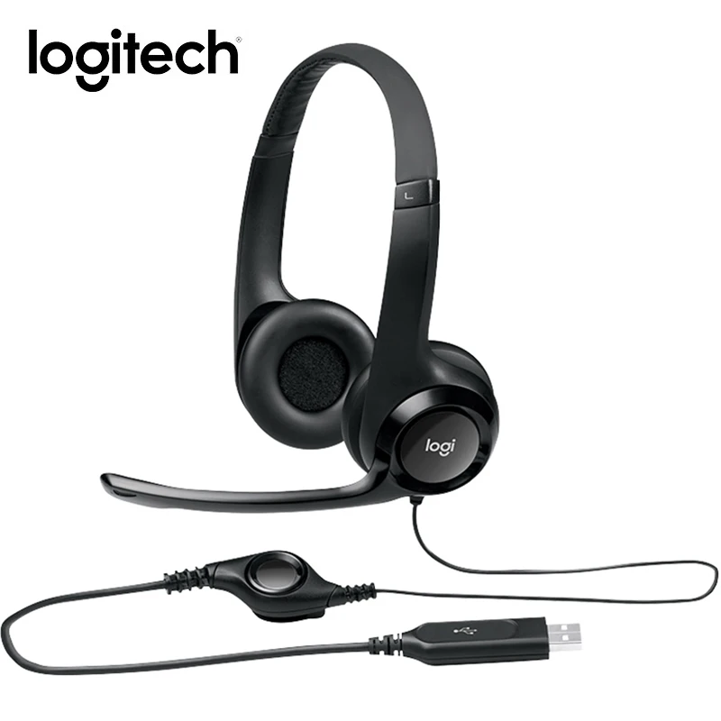 Logitech H390 Computer Headphones Hands-free Gaming Meeting Video USB Stereo Headset With Mic For Laptop PC Gamer Home Office |