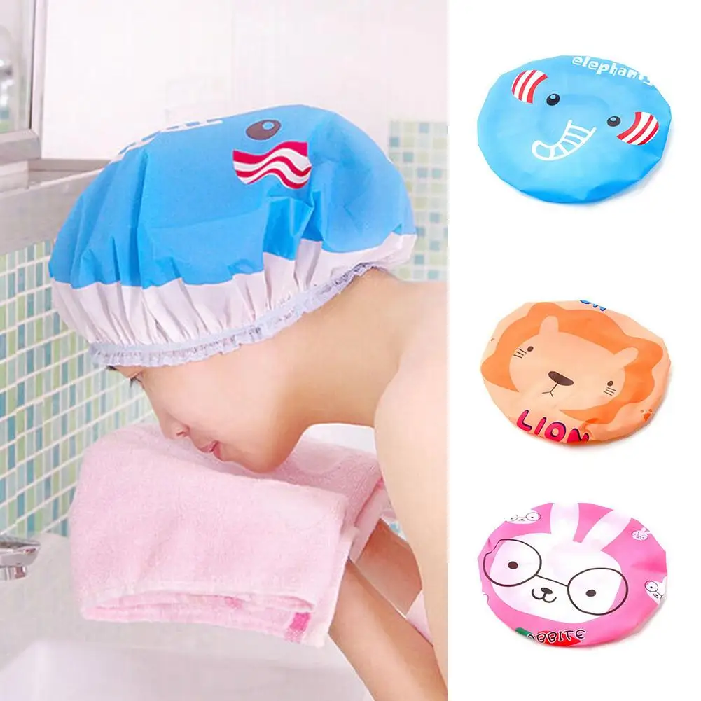 Cartoon Cute Animal Print Shower Cap Bathing Salon Waterproof Hair Hat Bathroom Products | Дом и сад