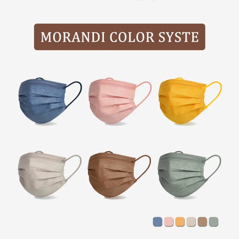 Multicolor Morandi Disposable Face Mask Adult Mouth Masks Women Men Fashion Maske 3 Ply Breathable Dustproof Mascara Descartavel | Красота и