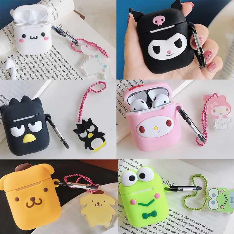 Милый мультяшный чехол для AirPods Cinnamoroll Melody Kuromi BadBadtz-maru помпон Purin наушников с