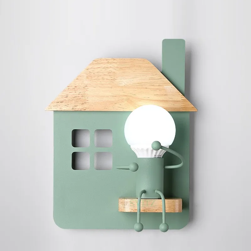 modern children's room wall lamp Bedroom decoration led wood lights creative boy and girl bedside home lighting | Освещение