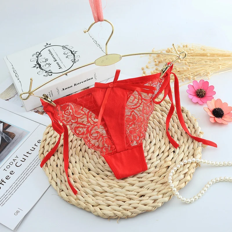 Briefs Cotton Women Tie Thongs Panties Sexy Comfortable Lace Cutout G-String | Женская одежда