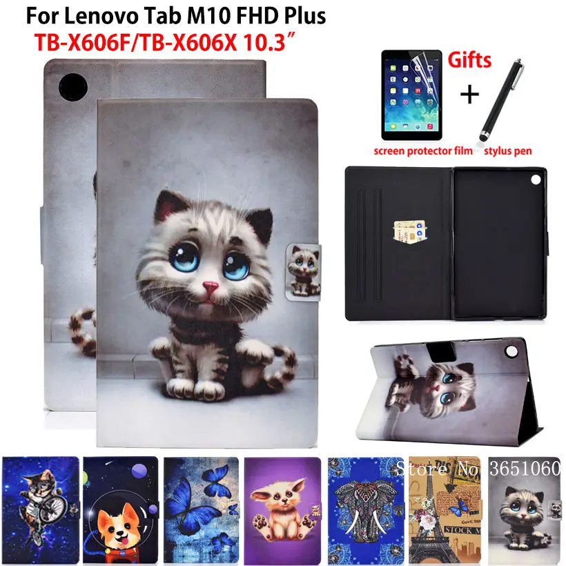 Чехол с милым котом для Lenovo Tab M10 FHD Plus умный чехол 10 3 ТБ-X606F подставкой из силикона
