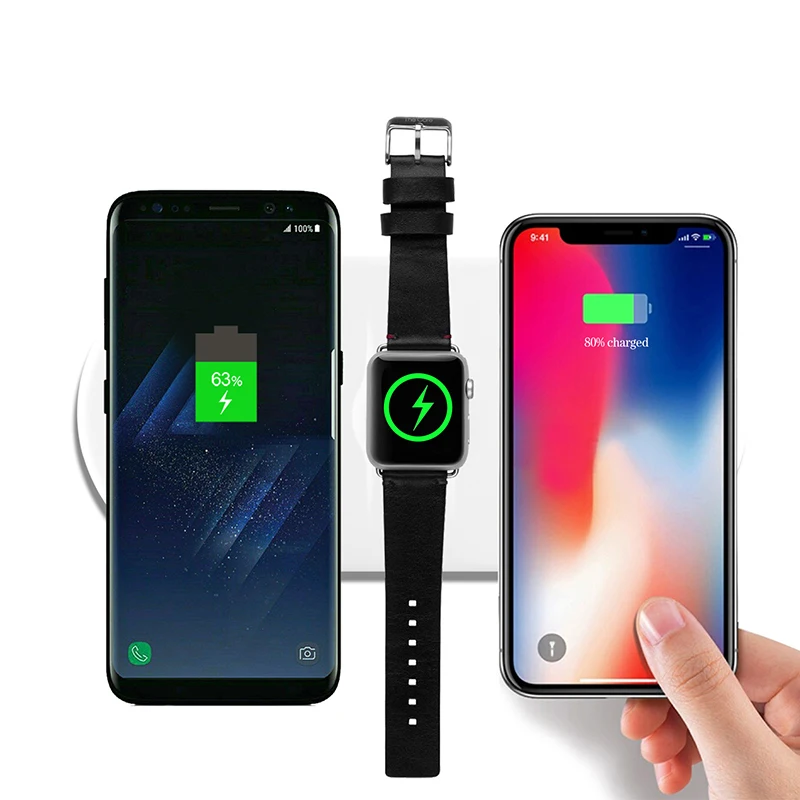 Беспроводное зарядное устройство Qi для iPhone XS MAX XR 8 быстрая зарядка 3 в 1 с полной