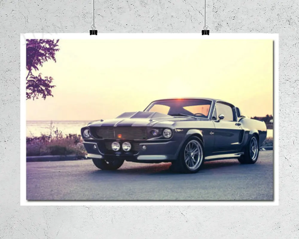 Шелковый плакат H425 украшение для дома 1967 Ford Mustang Hot rod Классический мышечный