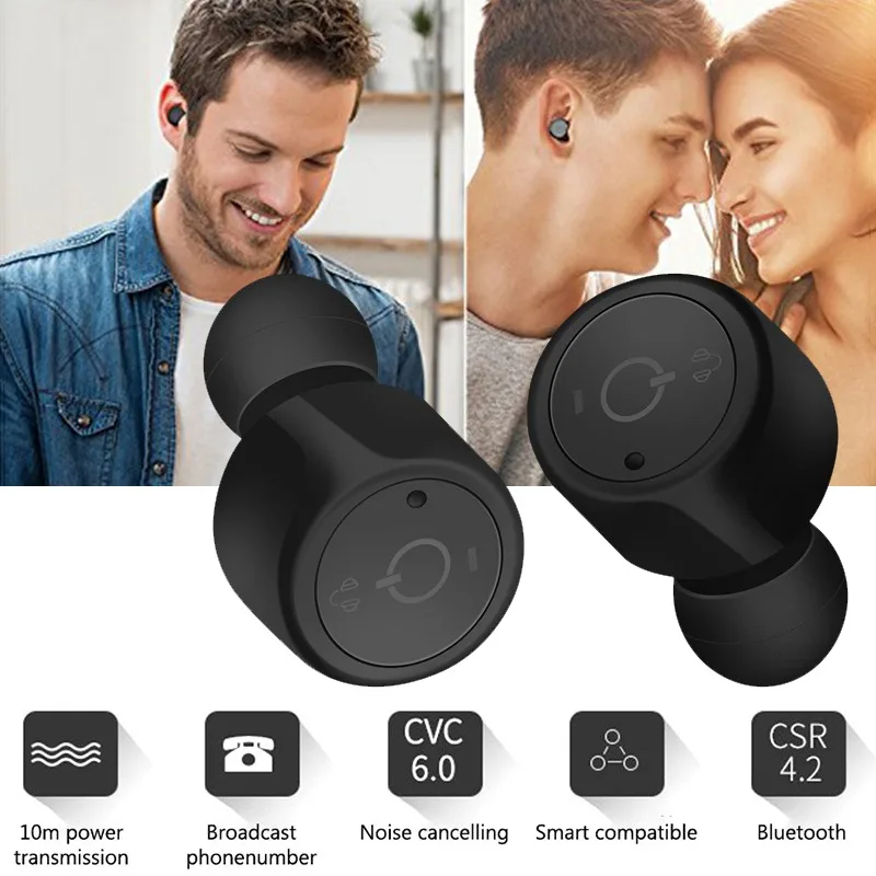 VTIN Горячие TWS беспроводные наушники двойные Мини Bluetooth V4.2 Hands Free вкладыши со