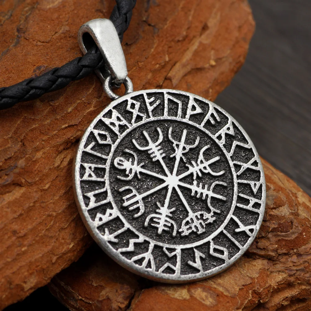 Norway Valknut pagan amulet Vegvisir Viking Wax Cord Scandinavian Norse Vikings Amulet Jewelry Runes Pendant Necklace | Украшения и