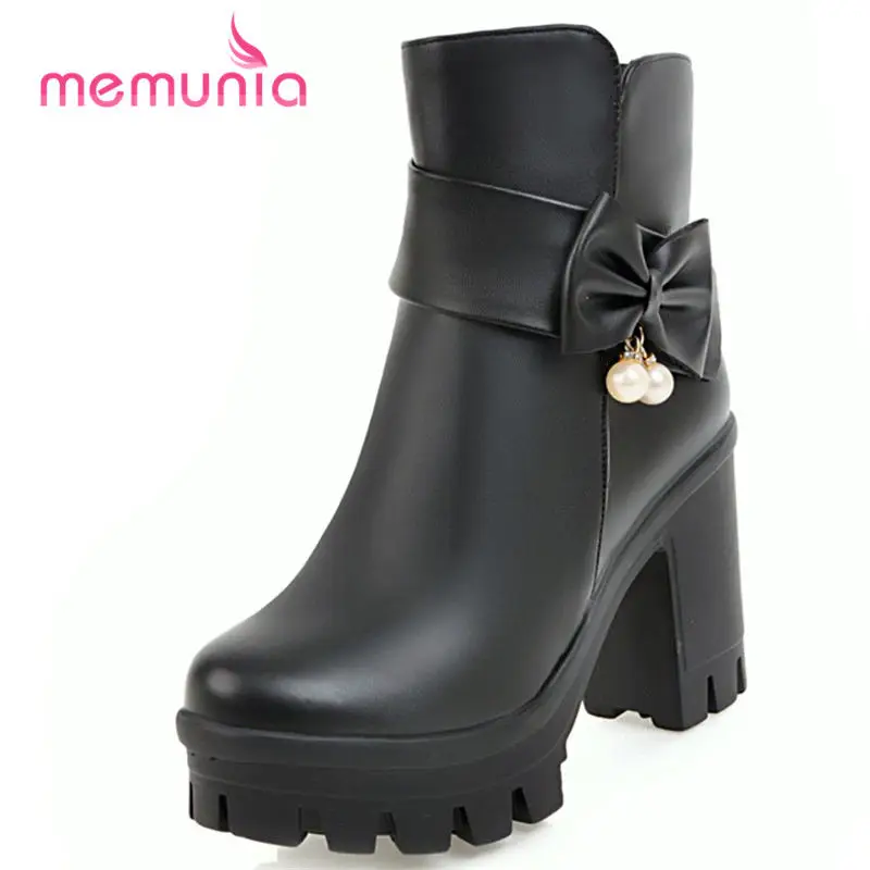 MEMUNIA new arrive 2020 sexy super high heel boots autumn winter ankle for women quality pu leather size 33-44 | Обувь
