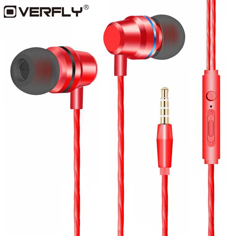 Overfly Earphone Headphones With Microphone Volume Control Earbuds Bass Headset for Phones Iphone Xiaomi ear phone | Электроника