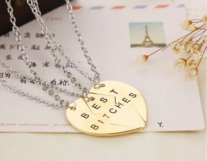 ZRM 20sets/lot Wholesale Fashion Jewelry Broken Heart 3 Parts And 2 Best Bitches Pendant Necklaces | Украшения и аксессуары