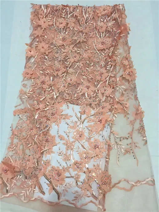 New african lace fabrics 5 yards french net with 3D Flower Stone embroidery nigerian wholesale for wedding party | Дом и сад