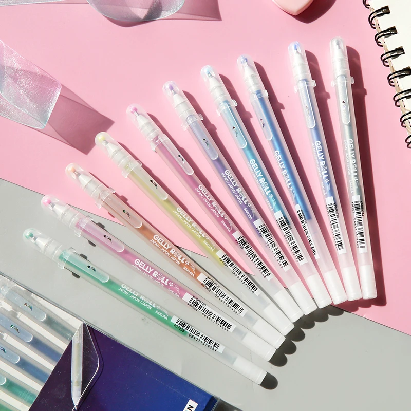 Ручка гелевая цветная с блестками Sakura 0,6 мм 12 цветов Gelly Roll Stardust для скрапбукинга Diy on.