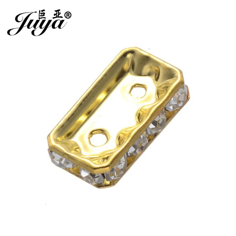 JUYA Fashion Cheap Beads Suppliers 15.4x8.5mm Spacer Bar Two Holes 25pcs Gold Alloy Space Loose Wholesale PR0031 | Украшения и