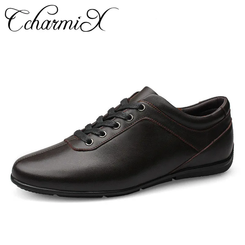 CcharmiX Large Size 36~47 Full grain leather men casual shoes handmade fashion comfortable breathable genuine | Обувь