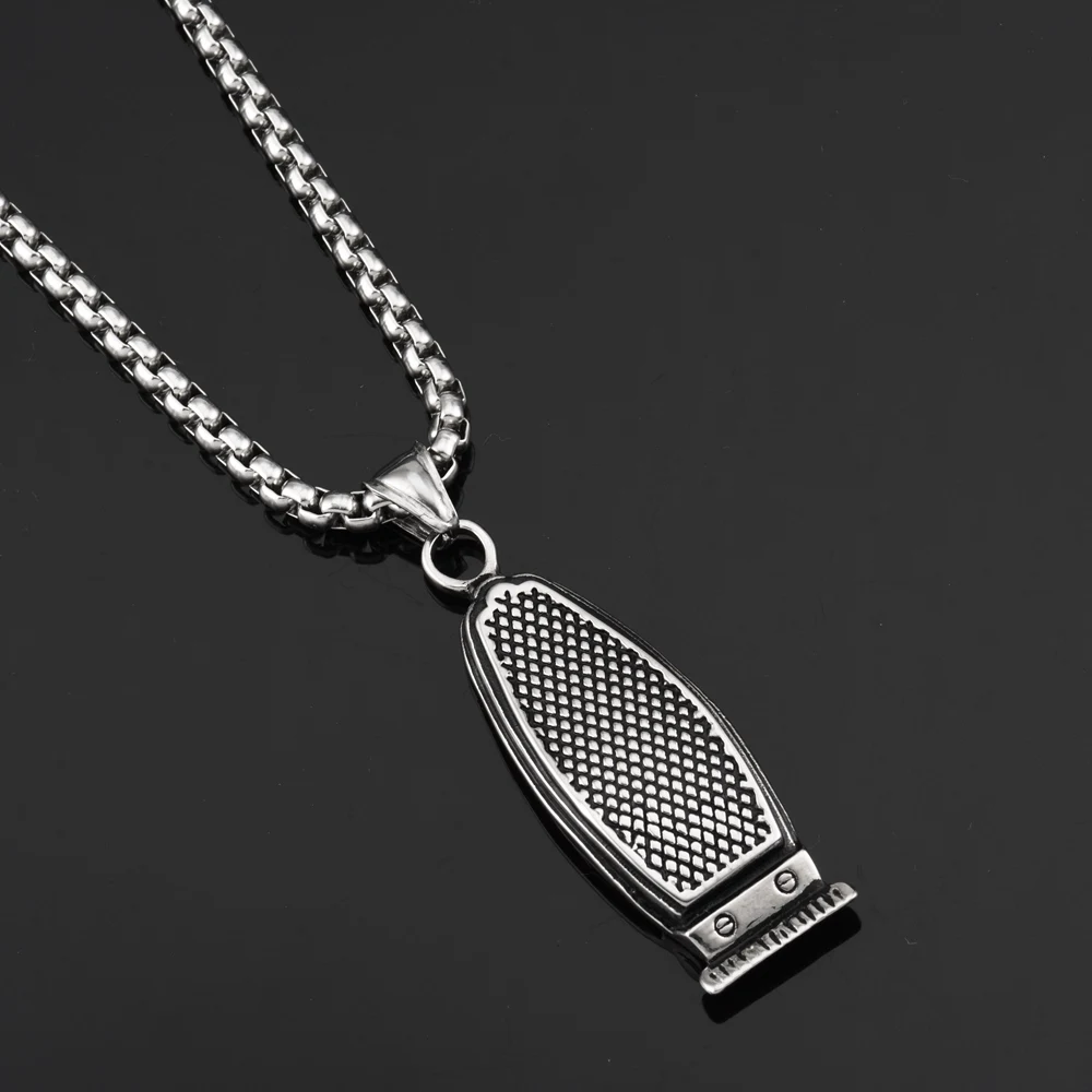 Goofan Hiphop Electric Hair Cutter Pendant Necklace High Quality Stainless Steel Fashion Jewelry for Men Women Gift STN1932 | Украшения и