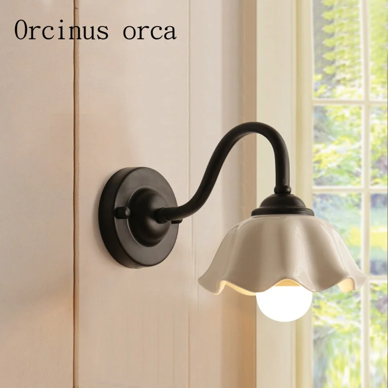 Korean modern simplified ceramic wall lamp living room dining Mediterranean pastoral personality white | Лампы и освещение