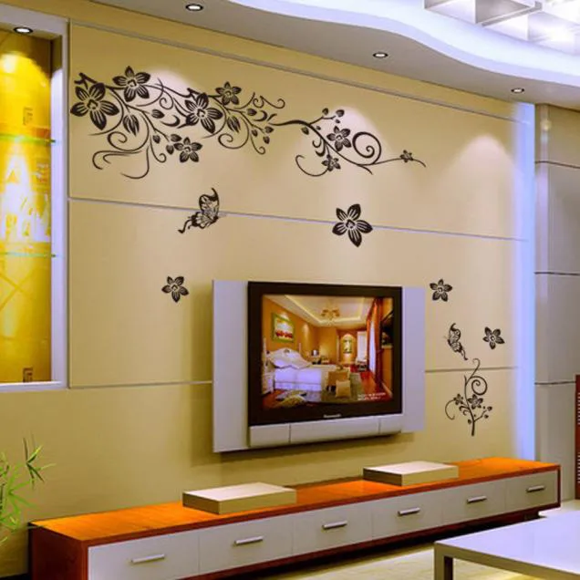 Wall Sticker Hee Grand Removable Vinyl Mural Decal Art - Flowers and Vine For Living Room Bedroom Home Decor | Дом и сад