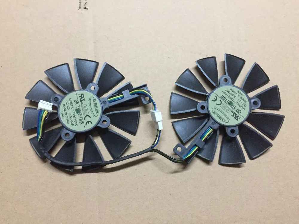 Вентилятор охлаждения графической карты T129215SM DC12V 0.25AMP для ASUS STRIX RX570 4G GAMING, подходит для охлаждения графических карт RX 580-O8G/GTX1080TI P11G.