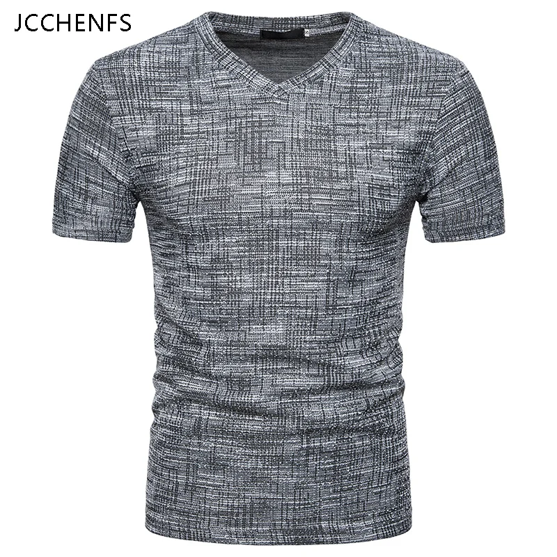 JCCHENFS 2018 Summer Fashion Brand Men's T-Shirts Cotton Linen Short Sleeve Blouse Casual V-neck Large Size T Shirt For Men | Мужская