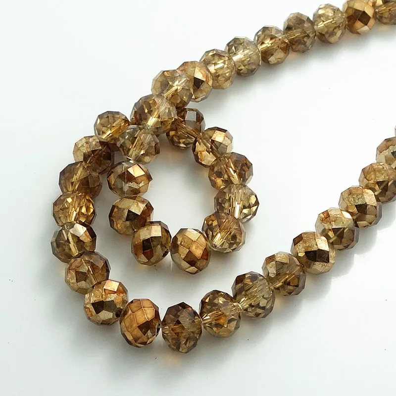 Wholesale Half Plated Rondelle Faceted Crystal Glass Loose Spacer Beads 4mm 6mm 8mm 10mm coffee | Украшения и аксессуары