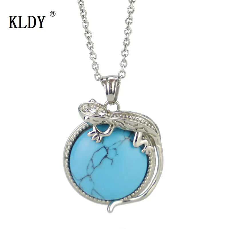 KLDY turquoises Necklaces pendants for women Classic Special Gecko Design neckless girl unique Fashion Jewelry Wholesale 2018 | Украшения и