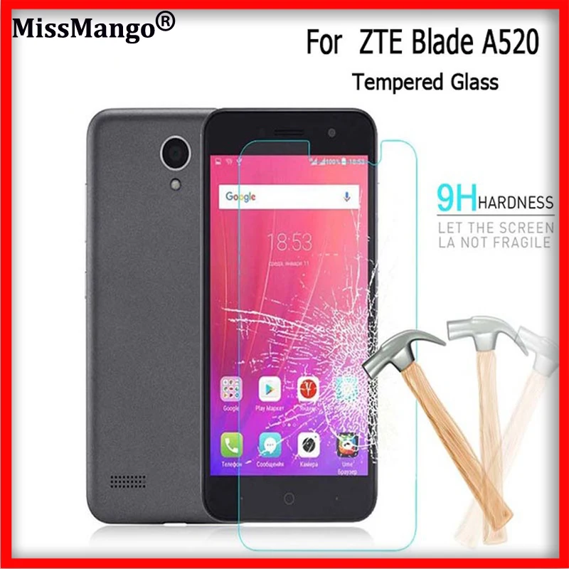 Защитное стекло 9H 2.5D оригинального экрана для ZTE Blade A520 A 520 с защитой от царапин, в комплекте со стальным чехлом.