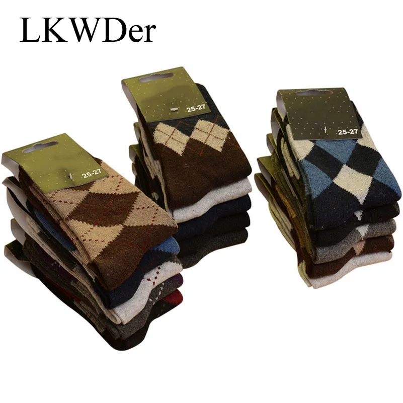 LKWDer 5 Pairs Men's Wool Socks Winter Thicken Warm Terry Male Comfort Calcetines Business Casual Thermal Cotton Men | Мужская