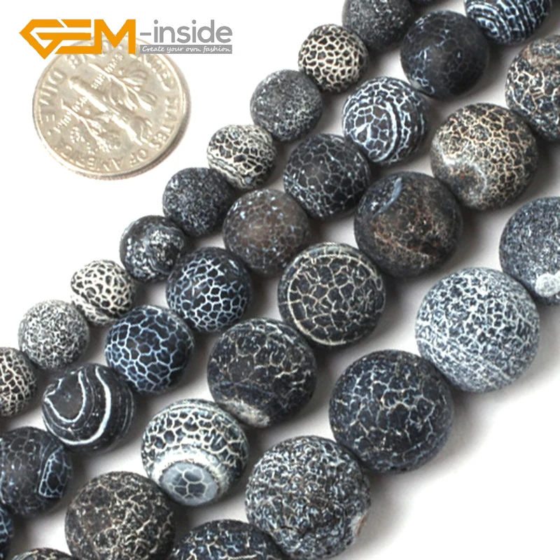 Черные огненно-кракле агаты бусины GEM-inside