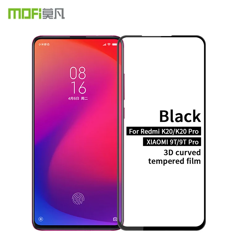 Защитная пленка MOFi из закаленного стекла для Xiaomi Redmi K20 Pro с полным покрытием и изогнутым 3D-эффектом.