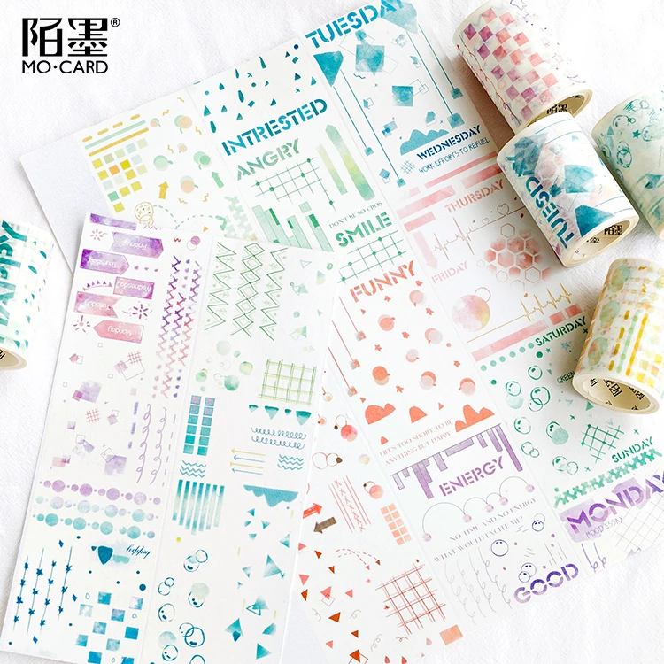 6PCS/LOT geometric Collage 6cm*5m decoration stickers decorative tape maksing washi | Washi Tape