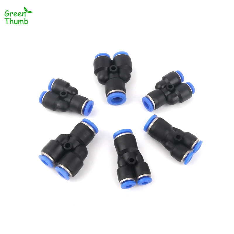 50pcs Pneumatic Y-Type Reducing Tee Plastic 3 Way Adapters Garden Water Pipe High Pressure Quick Connectors |
