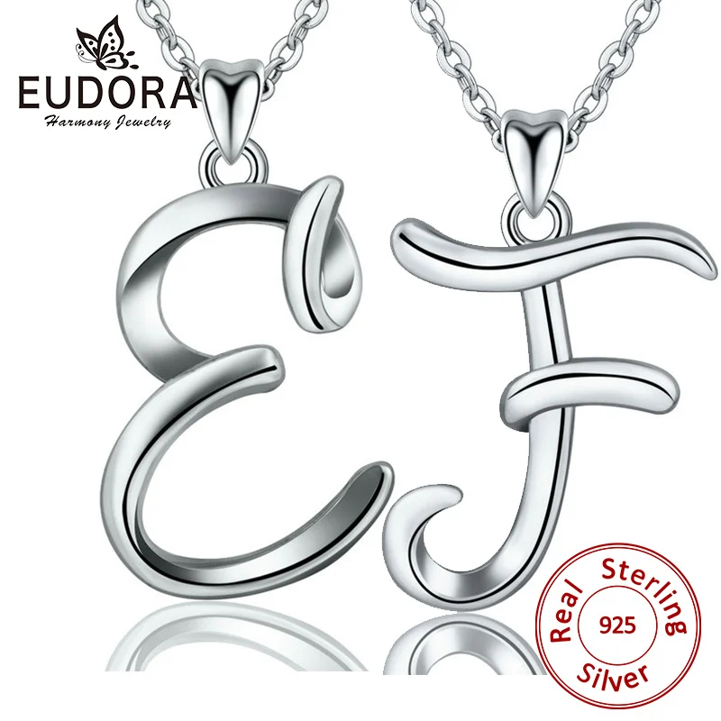 Юдора 100% Серебро 925 пробы E &amp F цепочка с подвеской в виде буквы имени для женщин и