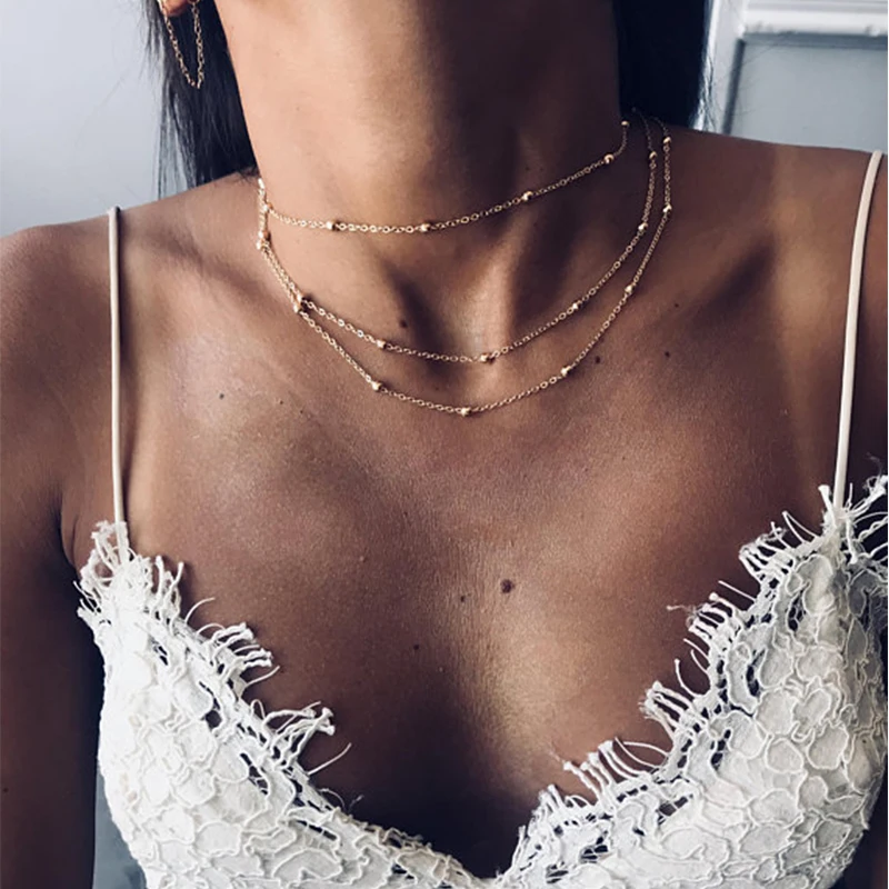 Cross-border fashion multi-layer necklaces pendants chain beads female | Украшения и аксессуары