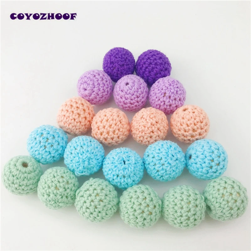 Crochet Beads 60PCS 20mm Baby Teething Accessories Can Chew Organic Bracelet DIY Nursing Jewelry Teether | Украшения и аксессуары