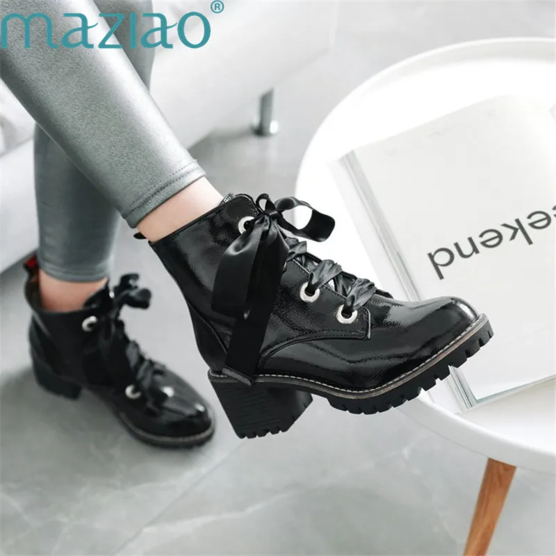 Shoes Women Solid Color Short Plush Ribbon Cross Straps Bow Casual Genuine Leather Elegant MAZIAO | Обувь